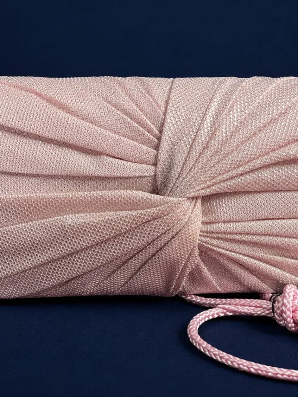 Harvé Benard Blush Pink Evening Clutch Purse NWT | Satin Pleated Knot Front Form